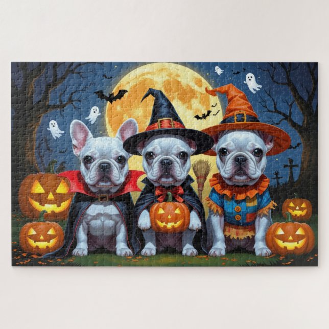 French Bulldogs Pumpkin Halloween Funny Funny (Horizontal)