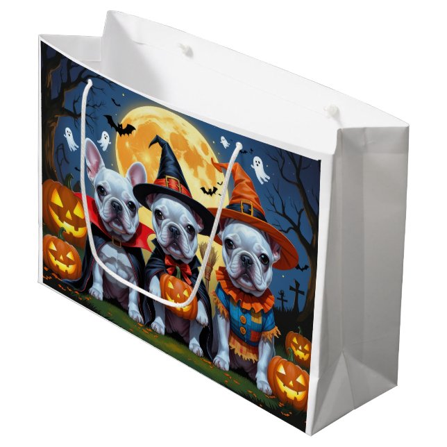 French Bulldogs Pumpkin Halloween Funny Funny Große Geschenktüte (Vorderseite Schrägansicht)