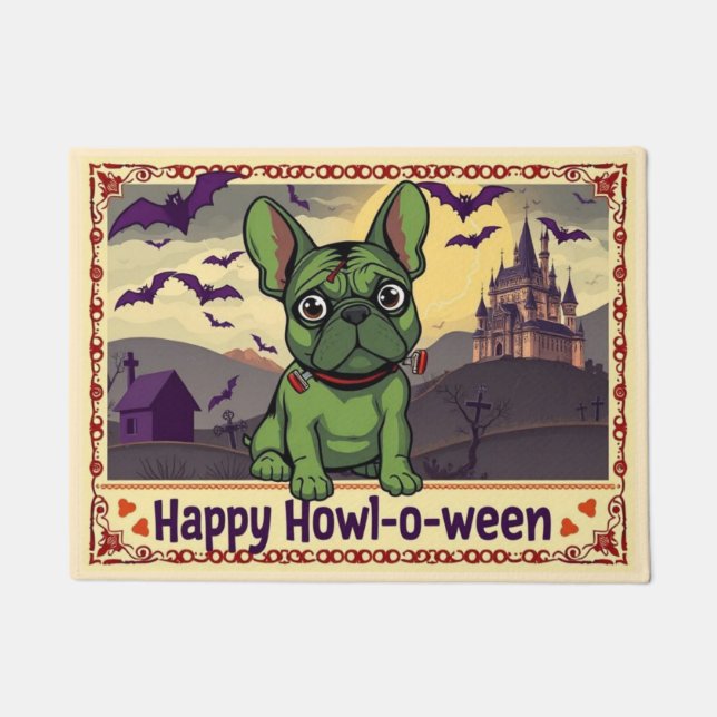 French Bulldogstein Frohes Heul-o-ween Fußmatte (Vorderseite)
