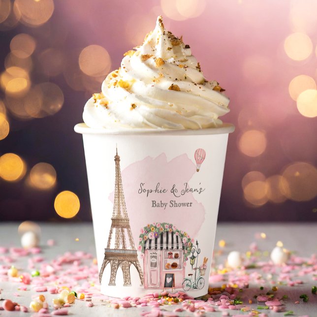 French Café Bonjour Bebe Paris Tea Baby Dusche Pappbecher (Von Creator hochgeladen)