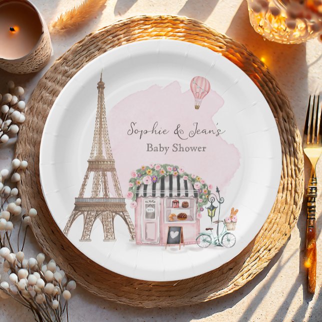 French Café Bonjour Bebe Paris Tea Baby Dusche Pappteller (Von Creator hochgeladen)
