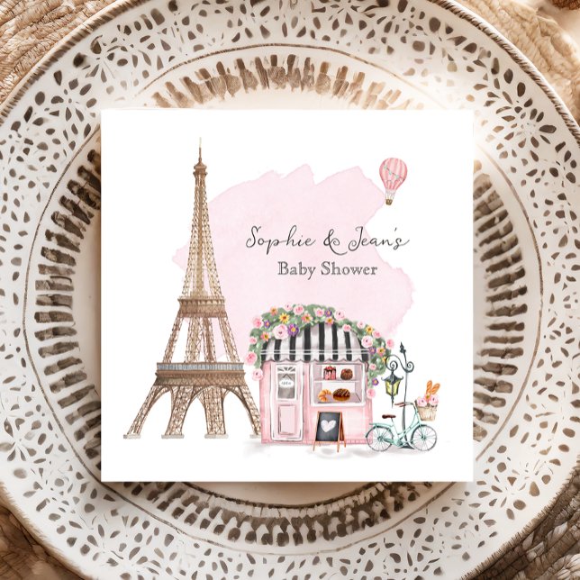 French Café Bonjour Bebe Paris Tea Baby Dusche Serviette (Von Creator hochgeladen)
