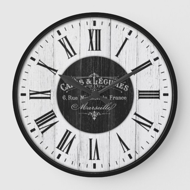 French Café Classic Retro Große Wanduhr (Vorderseite)
