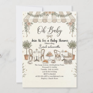 French Café Oh Baby Paris Bistro Babyparty  Einladung