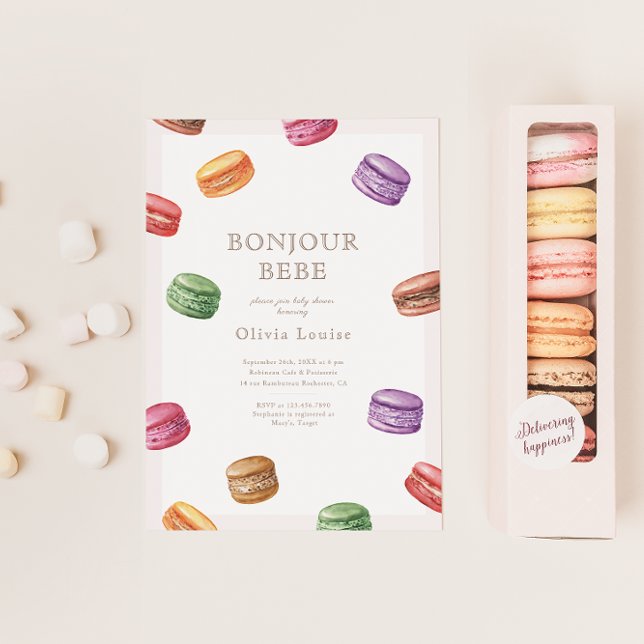 French Cafe Patisserie Macarons Sweet Baby Shower Einladung (Von Creator hochgeladen)
