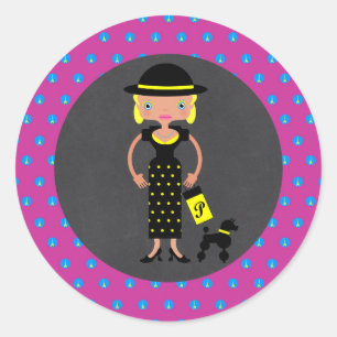 French Chic Girl Birthday Party Runder Aufkleber