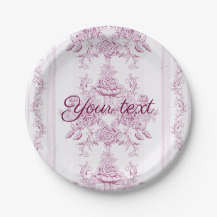 French chic,pink,toile,floral,pattern,victorian,Fl Pappteller