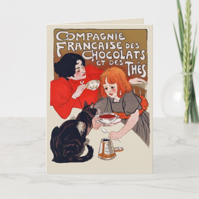 French Chocolate Party Steinlen Art Karte (Vorderseite)