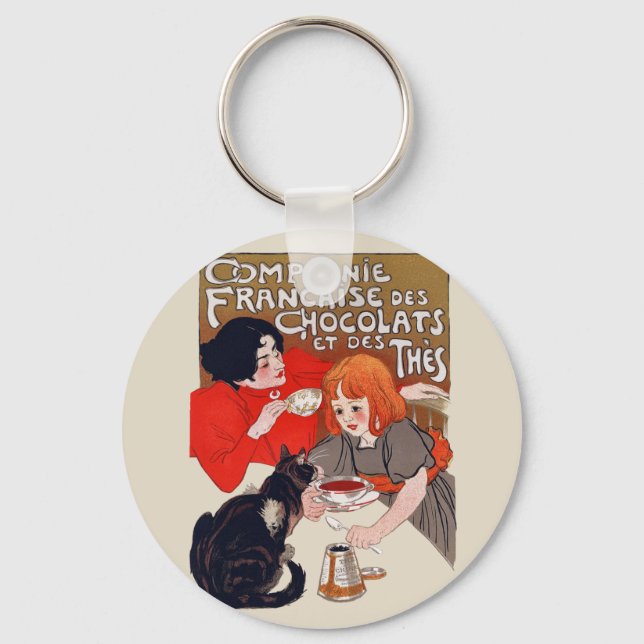 French Chocolate Party Steinlen Art Schlüsselanhänger (Vorderseite)