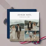 French Christmas Joyeux Noël Nautical Beach Foto Feiertagskarte<br><div class="desc">Senden Sie festliche Wünsche mit schicker, nautischer Drehung! Die Weihnachtskarte enthält "Joyeux Noël" in wunderschöner französischer Typografie und ist somit perfekt für die Freude am Urlaub. Das Foto zum Thema Strand bietet eine besondere Touch, besonders für Paare. Sein modernes und rustikales Design in sanftem Blau bringt einen Küstenstreifen in Ihre...</div>