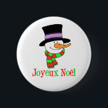 French Christmas Snowman Joyeux Weihnachten Button<br><div class="desc">Franzose Weihnachtsschneemann Joyeux Weihnachten-Taste. Sag frohe Weihnachten auf Französisch mit diesem niedlichen,  Cartoon Snowman. Ideal,  um Ihr französisches Erbe zu zeigen und jemandem frohe Weihnachten zu wünschen. Ideal für die Schule oder das Büro.</div>