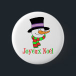 French Christmas Snowman Joyeux Weihnachten Button<br><div class="desc">Franzose Weihnachtsschneemann Joyeux Weihnachten-Taste. Sag frohe Weihnachten auf Französisch mit diesem niedlichen,  Cartoon Snowman. Ideal,  um Ihr französisches Erbe zu zeigen und jemandem frohe Weihnachten zu wünschen. Ideal für die Schule oder das Büro.</div>