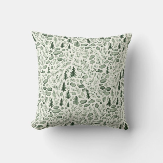 French Christmas Tree Florest Toile Green  Kissen (Vorderseite)