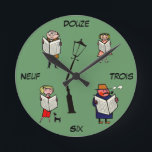 French Clock Vintage Reading Lampost Runde Wanduhr<br><div class="desc">This handy wall clock feature vintage French cartoon figures and numbers,  and would be  perfect for the tiny francophile in your life who is looking to learn some new digits!</div>