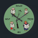 French Clock Vintage Reading Lampost Runde Wanduhr<br><div class="desc">This handy wall clock feature vintage French cartoon figures and numbers,  and would be  perfect for the tiny francophile in your life who is looking to learn some new digits!</div>