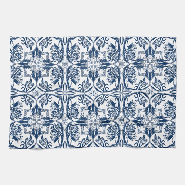 French Country Blue and White Tulips Serviette de  (Horizontal)