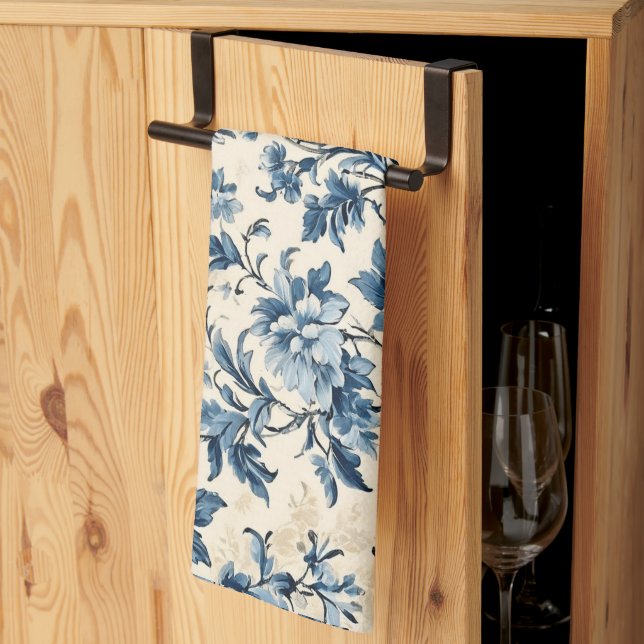 French Country Blue Toile Geschirrtuch (Drittel gefaltet)