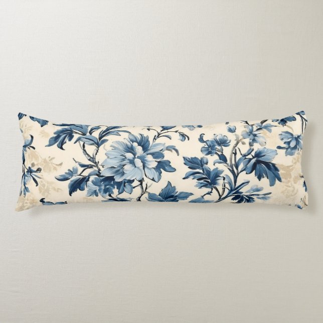 French Country Blue Toile Seitenschläferkissen (Vorderseite)
