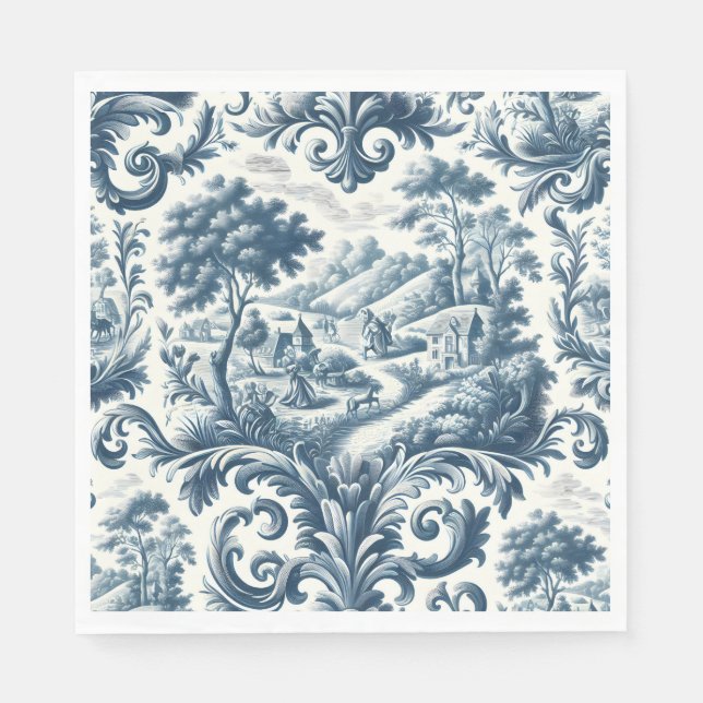 French Country Blue Toile Serviette (Vorderseite)