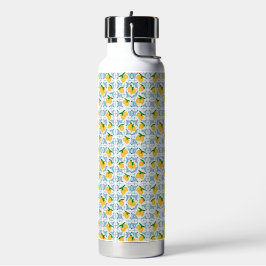French Country Lemon Blue Tile Pattern Trinkflasche