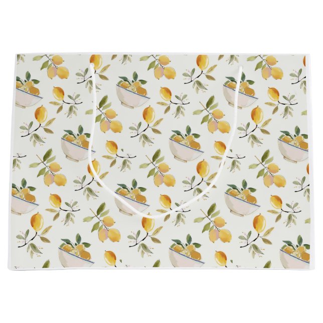 French Country Lemon Pattern Gift Bag Große Geschenktüte (Vorderseite)