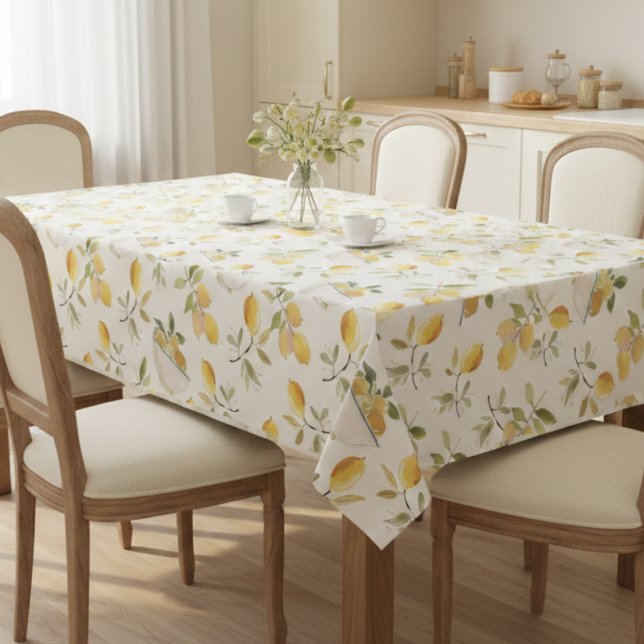 French Country Lemon Pattern Tablecloth Tischdecke (elegant warm french country lemon pattern tablecloth)