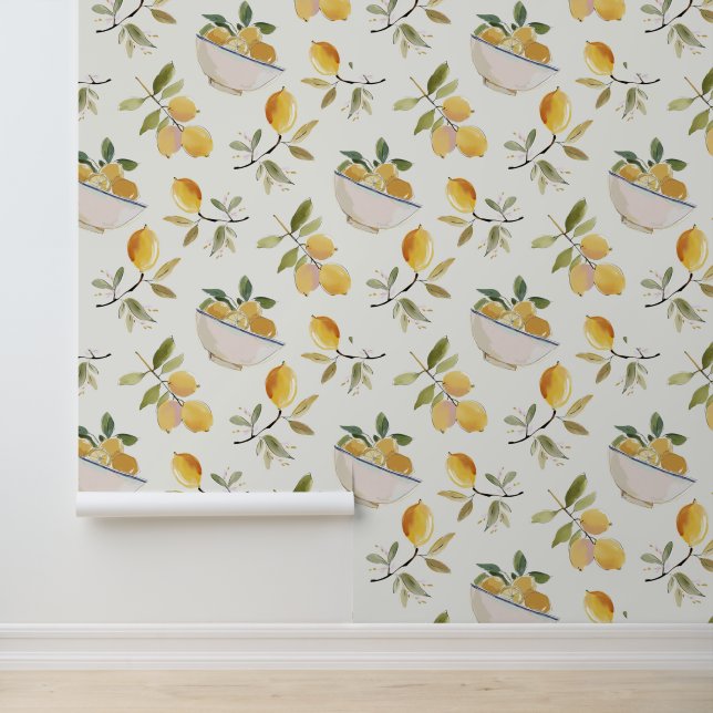 French Country Lemon Pattern Tapete (Anwendung)