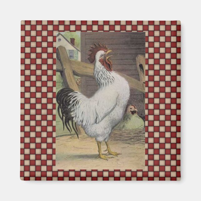 French Country Rooster Hen Kühlschrankmagnet (Vorne)