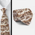 French Countryside Horse Toile de Jouy Neck Tie Krawatte<br><div class="desc">Brown French Countryside Horses Toile de Jouy Neck Tie Elevate your formalwear with timeless European charm. This elegant neck tie features a classic toile de Jouy pattern inspired by the romantic landscapes and horses of the French countryside. Rendered in rich brown tones on a soft neutral backdrop, the detailed pastoral...</div>