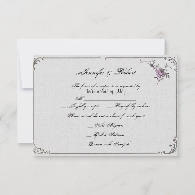 French Deko Frame Posh Wedding Response Card RSVP Karte (Vorderseite)