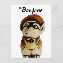 French Dog Bonjour Postcard Postkarte