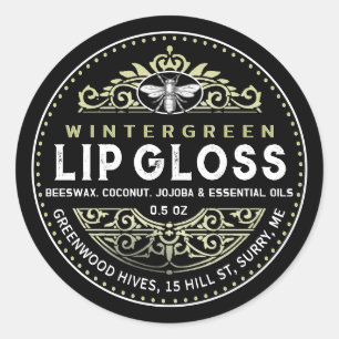 French Filagrem Grunge Sage Black Lip Gloss Balm Runder Aufkleber