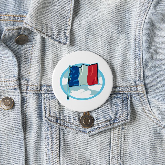 French Flag Tricolour Blue White Red France Button (Von Creator hochgeladen)