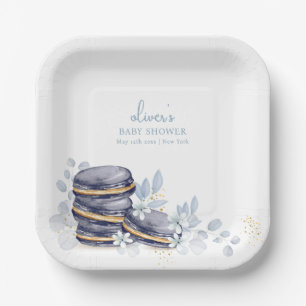 French Floral Bonjour Bébé Macaron Babydusche Pappteller
