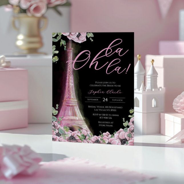 French Floral Oh la la Bridal Shower Invitation Einladung (Von Creator hochgeladen)