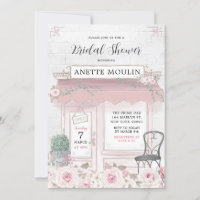 French Floral Paris Café Invitation de douche nupt