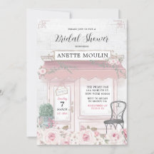 French Floral Paris Café Invitation de douche nupt