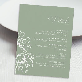 French Floral Sage Green Wedding Details  Begleitkarte