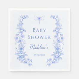 French Floral Something Blue Dragonfly Babydusche Serviette