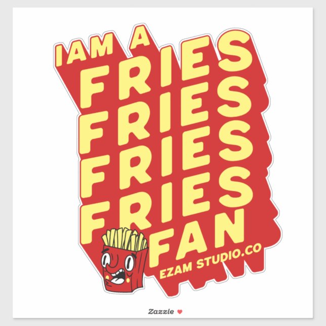 "French Fries Fan - Spaß und spielerisches Design" Aufkleber (Blatt)