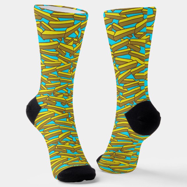 French Fries Food Gemustert Socken (Gewinkelt)