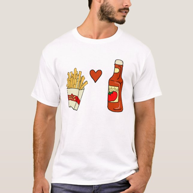 French Fries Liebe Ketchup T-Shirt (Vorderseite)