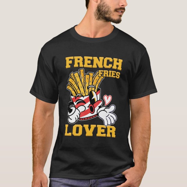 French Fries Lover Men Black T-Shirt (Vorderseite)
