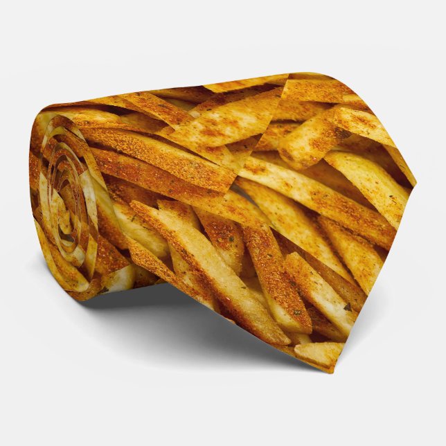 French Fries Potato Junk Food Print on Necktie Krawatte (Gerollt)
