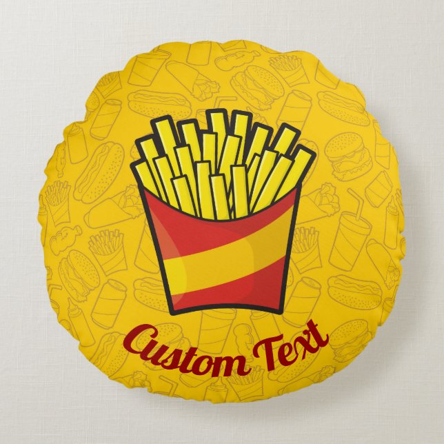 French Fries Round Pillow Rundes Kissen (Vorderseite)