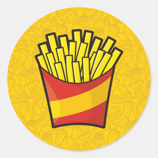 French Fries Runder Aufkleber (Vorderseite)