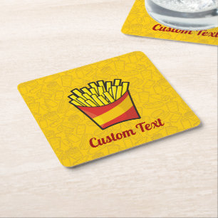 French Fries Square Paper Untersetzer
