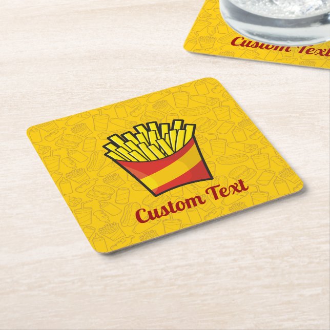French Fries Square Paper Untersetzer (angewinkelt)