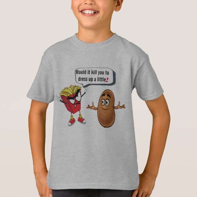 French Fries Telling Raw Potato Dress-up Kid Funny T-Shirt (Vorderseite)