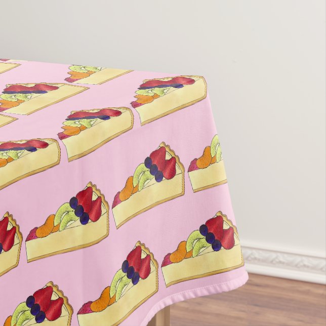 French Fruit Custard Tart Dessert Pie Slice Backen Tischdecke (Beispiel)